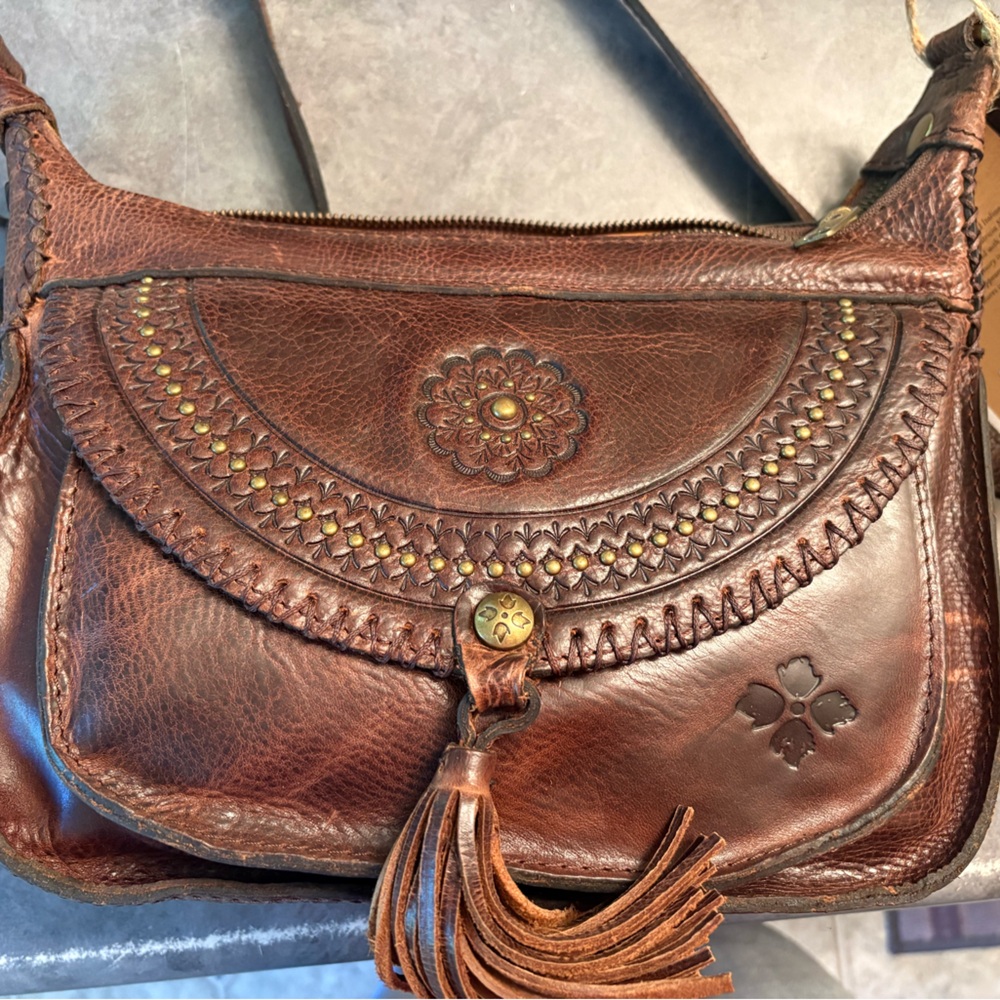 Patrica Nash Classic Brown Leather Crossbody Bag with Tassel